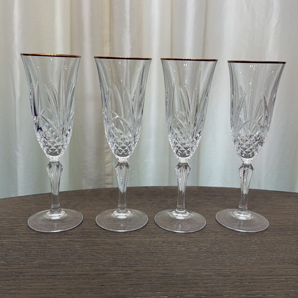 Salzburgurg Gold Champagne Flutes set of 4